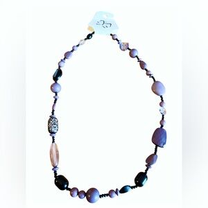 💜 Vintage Fashion Bug Beaded Necklace in Purple and Black & silver tones. NWT 💜
